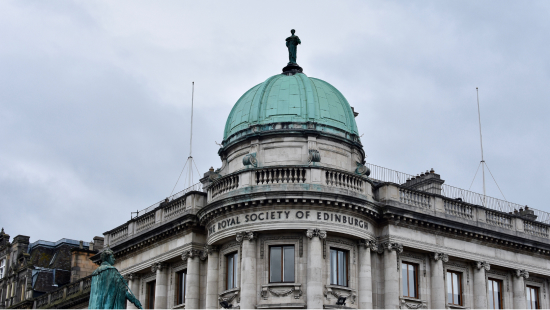 The Royal Society of Edinburgh building under a grey sky