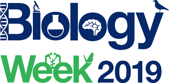 Biology Week 2019 over two lines mostly green