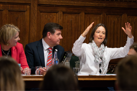 Katherine Fletcher MP, Stephen Metcalfe MP, and Carol Monaghan MP sitting side by side